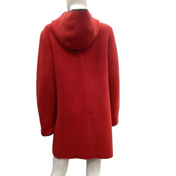 Geiger Coat Women’s Size 12 Wool Blend with Gray Trim and Toggle Closures in Red - Picture 3 of 5
